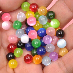 8mm 50pc Mix Color Round Resin Cat Eye Beads