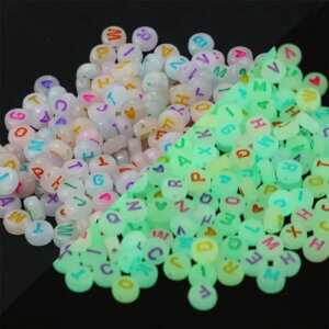 500pc Glow Alphabet Beads 6mm Glow In Dark