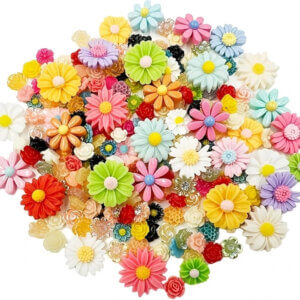 100pc Mixed Flowers 1-3cm Flatback Resin