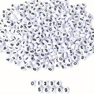 100pc 7mm White and Black Number Beads