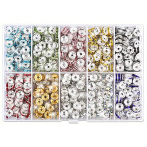 600pc 6mm Multi Color Silver Plated Iron Rhinestone Spacer Beads