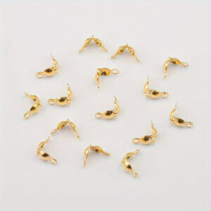 100pc Gold 4x8mm Clamshell Bead Tip