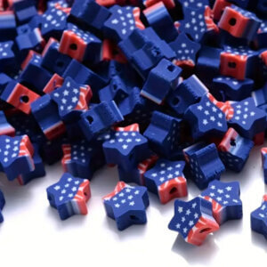 50pc American Flag Stars Clay Beads Shapes Polymer