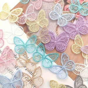 25pc Assorted Mesh Butterflies Embroidered 1.77x1.38"