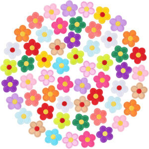 12pc Assorted Colored Daisy Embroidered Patch 5cm