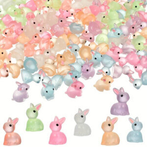 10pc GITD Resin Rabbits Assorted 2cm