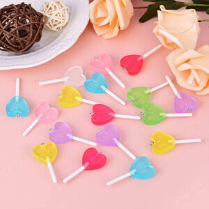 10pc Glow Heart Lollipop resin Charms