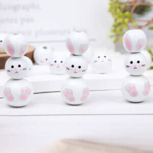30pcs Bunny Charm Wooden Beads set with Hemp Rope 30pcs Bunny Charm Wooden Beads set with Hemp Rope