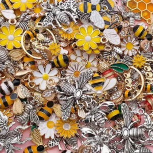 20pc Bee Theme Assorted Colorful Enamel Charms 3cm