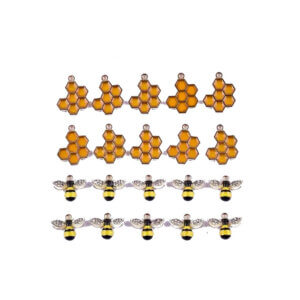 20pcs Bee & Honeycomb Colored Enamel Charms 2cm