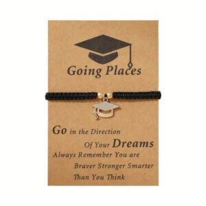 Black - Going Places Graduation Card with Charm Bracelet