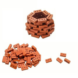 50pc 1:12 Scale Mini Red Clay Bricks 1.57x0.79x0.43cm