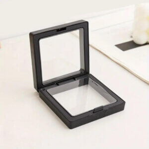 5pc Clear Display Boxes Black Border 2.8in Square 5pc Clear Display Boxes Black Border 2.8in Square