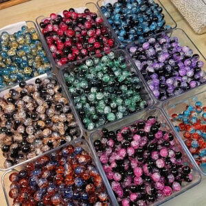 200pc 10mm Assorted Colors Glass Crackle Beads