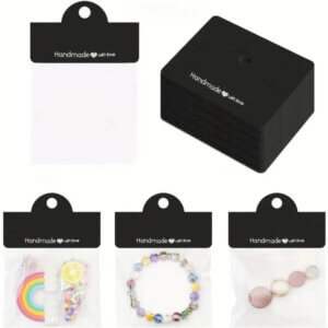 50pc Black Product Display Bags - Handmade with Love - 50bags - 50 Top Cards