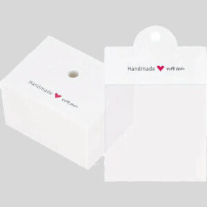 50pc White Product Display Bags - Handmade with Love - 50bags - 50 Top Cards