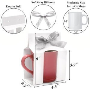 White Gift Mug Wrap with ribbon for 11oz. Mugs