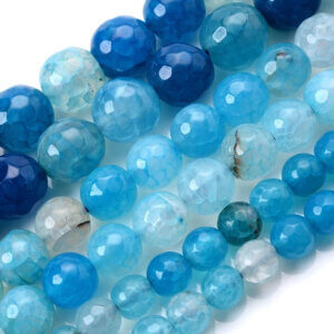 8mm 45pc Lake Blue Faceted Glass Crackle Beads
