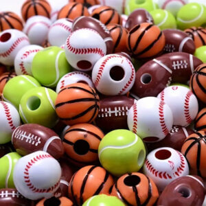 30pc 12mm Mixed Sports Ball Spacer Beads
