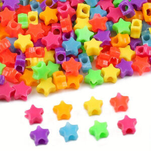 100pc Stars Assrtd Color Plastic Spacer Beads