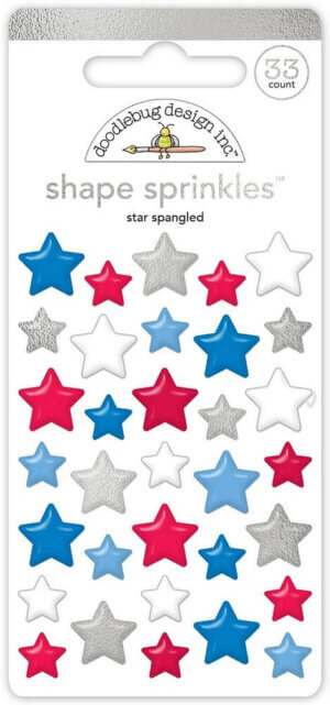 Doodlebug Sprinkles Adhesive Enamel Shapes-Star Spangled, Hometown USA