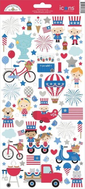 Doodlebug Cardstock Stickers-Icons, Hometown USA