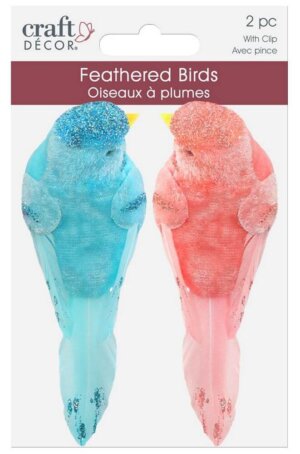 Craft Dcor Essentials FeatheredBird  4.3" 2/Pkg-Pastel