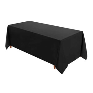 8ft Table Cloth Black Polyester 90x156in