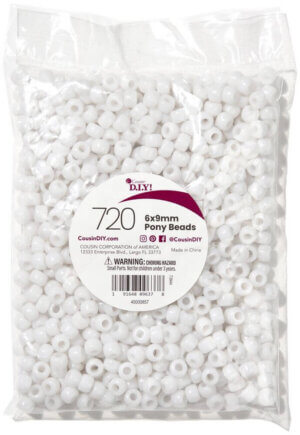 CousinDIY Pony Beads 6mmx9mm 720/Pkg-Pearl White
