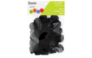 EBL Pom Pom 1" Black 40pc
