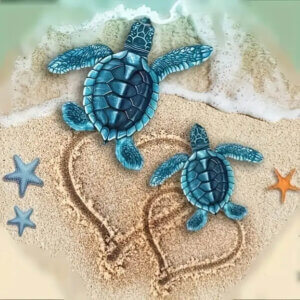 8×8 Sea Turtle and Hearts in sand Diamond Painting Kit 8x8 Sea Turtle and Hearts in sand Diamond Painting Kit