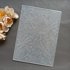 Dragonflys and Flowers Embossing Folder Plastic 4.1x5.7"