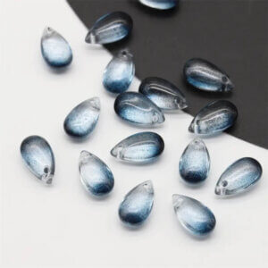 20pc Blue and Black Glass Teardrop Pendant 8x15mm