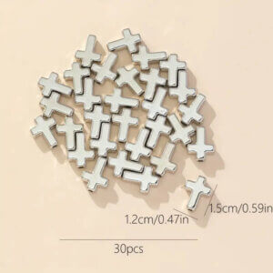 30pc Silver Cross Beads Alloy 15mm