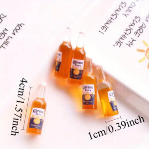 10pc Mini Beer Bottle Resin Pieces 1.5in