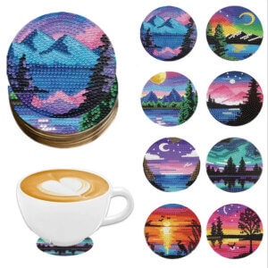 8pc Night Scene Coasters Diamond Art 8pc Night Scene Coasters Diamond Art