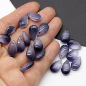 20pc Purple Glass Teardrop Pendant 8x15mm