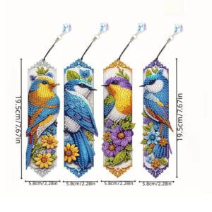 4pc Rounded Birds Bookmark 7.6″ Diamond Painting 4pc Rounded Birds Bookmark 7.6" Diamond Painting