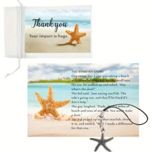 Starfish Thank You Cards Silver with Bag - Your Impact is Huge