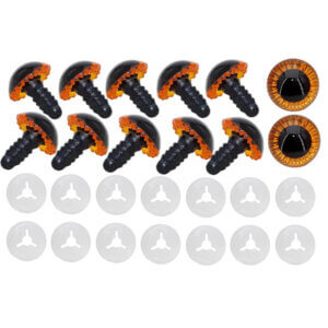 10pc Iris Orange 15mm Crochet Safety Eyes
