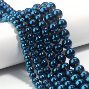 6mm Sapphire Blue Glass Bead Strand Approx 65 Beads