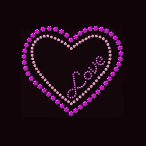 5x5.7in Love Heart Rhinestone Heat Transfer Design