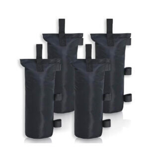 4pc 9x21inch Black Tent Pole Sand Bags Each Holds 35lb of Sand Tent Weight
