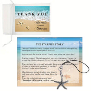 Starfish Thank You Cards Silver with Bag - You make a Difference