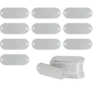 10pc Silver Oval 19x51mm Aluminum Blank with 2 holes 1mm thick