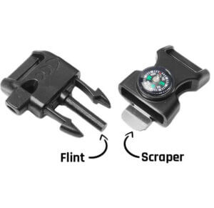 5pc 5/8in Flint Scraper Compass Whistle Buckle
