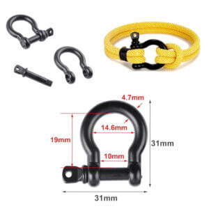 5pc 10mm Black Bow Shackle Alloy 31mm width Drilled Pin