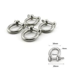 5pc 8mm Silver Bow Shackle 304 stainless steel 25mm width Drilled Pin