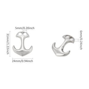 3pc 24x31mm Anchor Hook Clasp Curved 304 S.Steel 5mm holes
