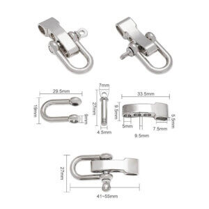 5pc 8mm Silver U Shackle With Mount Arm 27x55mm